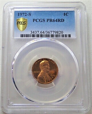 1972 S 1 CENT LINCOLN  PCGS PR64 RD 36779820