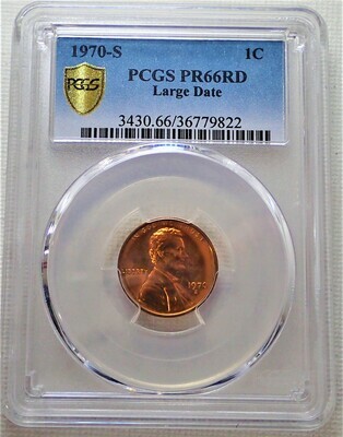 1970 S 1 CENT LINCOLN (LARGE DATE) PCGS PR66 RD 36779822