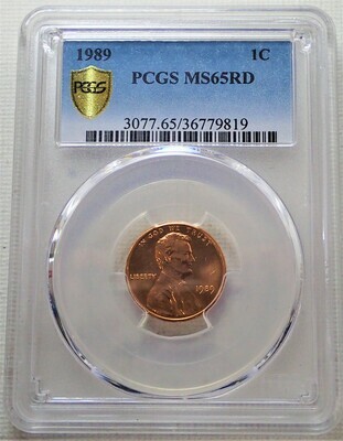 1989 1 CENT LINCOLN  PCGS MS65RD