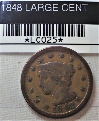 1848 LARGE CENT LC025