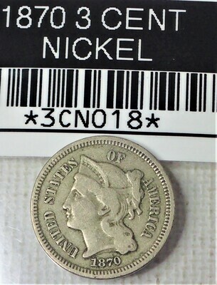 1870 3 CENT NICKEL 3CN018