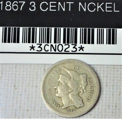 1867 3 CENT NICKEL 3CN023