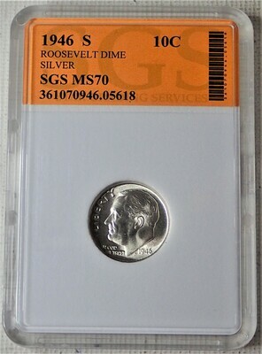 1946 S ROOSEVELT DIME (SILVER)  SGS05618
