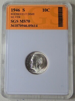 1946 S ROOSEVELT DIME (SILVER)  SGS05614