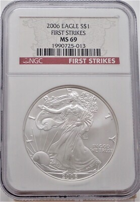 2006 $1 AMERICAN EAGLE SILVER (FIRST STRIKE) NGC MS69 1990725 013
