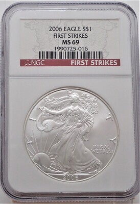2006 $1 AMERICAN EAGLE SILVER (FIRST STRIKE) NGC MS69 1990725 016