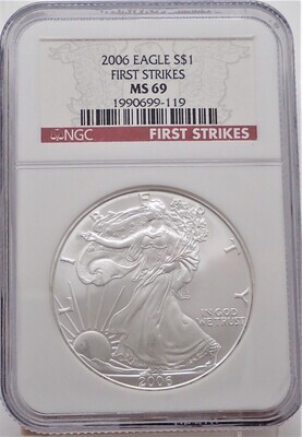 2006 $1 AMERICAN EAGLE SILVER (FIRST STRIKE) NGC MS69 1990699 119
