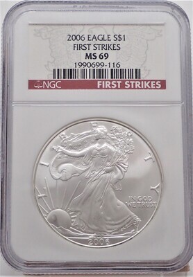 2006 $1 AMERICAN EAGLE SILVER (FIRST STRIKE) NGC MS69 1990699 116