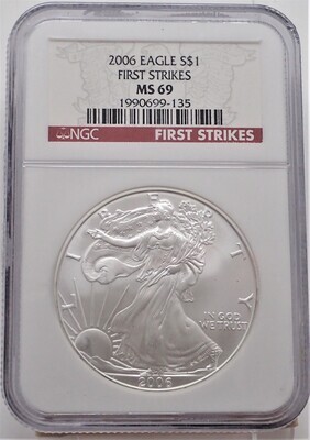 2006 $1 AMERICAN EAGLE SILVER (FIRST STRIKE) NGC MS69 1990699 135