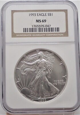 1993 $1 AMERICAN EAGLE SILVER NGC MS69 1765595 047