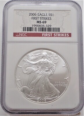 2006 $1 AMERICAN EAGLE SILVER (FIRST STRIKE) NGC MS69 1990835 329