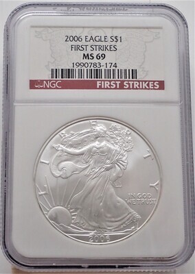 2006 $1 AMERICAN EAGLE SILVER (FIRST STRIKE) NGC MS69 1990783 174