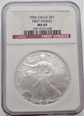 2006 $1 AMERICAN EAGLE SILVER (FIRST STRIKE) NGC MS69 1991570 056