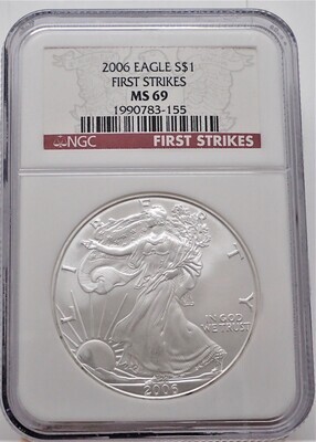 2006 $1 AMERICAN EAGLE SILVER (FIRST STRIKE) NGC MS69 1990783 155