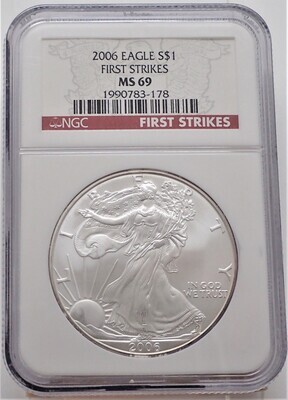2006 $1 AMERICAN EAGLE SILVER (FIRST STRIKE) NGC MS69 1990783 178