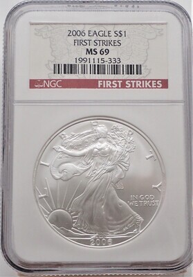 2006 $1 AMERICAN EAGLE SILVER (FIRST STRIKE) NGC MS69 1991115 333