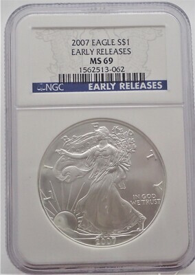 2007  $1 SILVER AMERICAN EAGLE (EARLY RELEASE) NGC MS69 1562513 062