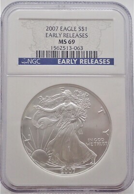 2007  $1 SILVER AMERICAN EAGLE (EARLY RELEASE) NGC MS69 1562513 063