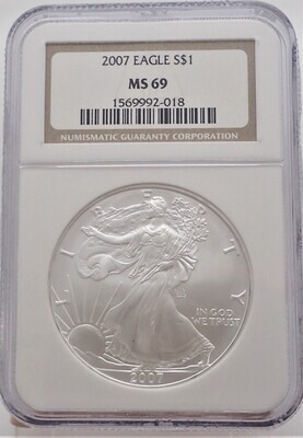 2007  $1 SILVER AMERICAN EAGLE NGC MS69 1569992 018