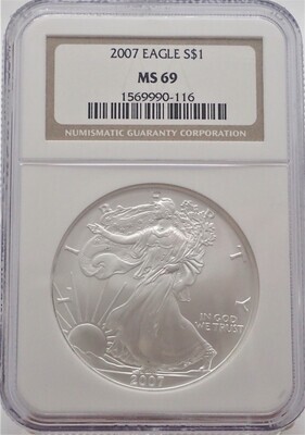 2007  $1 SILVER AMERICAN EAGLE NGC MS69 1569990 116