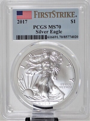 2017 $1 SILVER AMERICAN EAGLE (FIRST STRIKE) PCGS MS70 616691 70 85774020