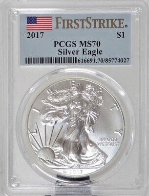 2017 $1 SILVER AMERICAN EAGLE (FIRST STRIKE) PCGS MS70 616691 70 85774027