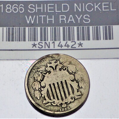 1866 SHIELD NICKEL WITH RAYS SN1442