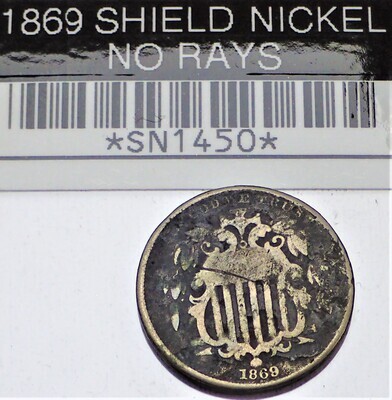 1869 SHIELD NICKEL SN1450