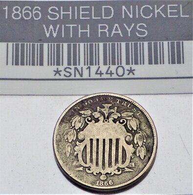 1866 SHIELD NICKEL WITH RAYS SN1440
