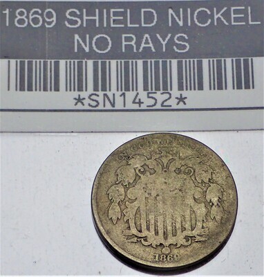 1869 SHIELD NICKEL SN1452