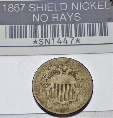1867 SHIELD NICKEL SN1447