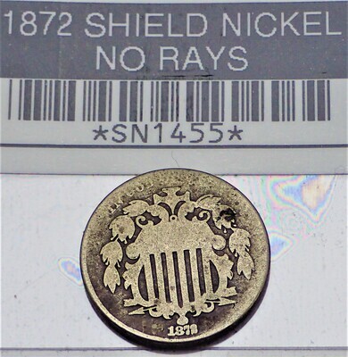 1872 SHIELD NICKEL SN1455