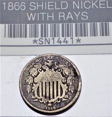 1866 SHIELD NICKEL WITH RAYS SN1441