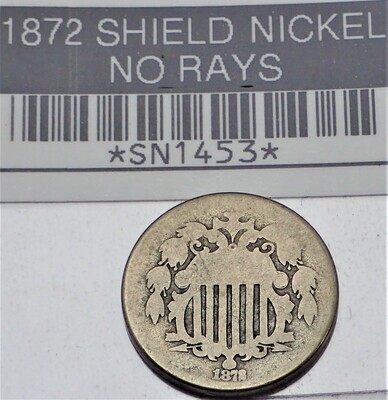 1872 SHIELD NICKEL SN1453