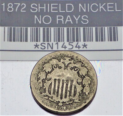 1872 SHIELD NICKEL SN1454