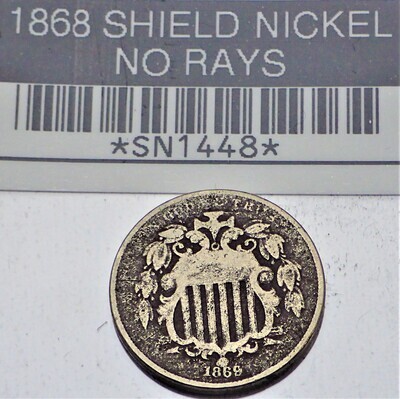 1868 SHIELD NICKEL SN1448