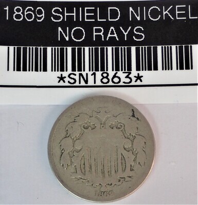 1869 SHIELD NICKEL SN1863
