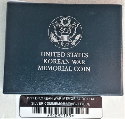 1991 D KOREAN WAR MEMORIAL DOLLAR SILVER COMMEMORATIVE-1 PIECE MCOM2185