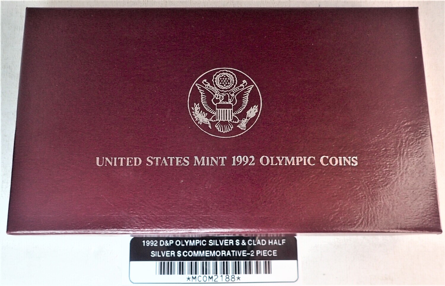 1992 D&amp;P OLYMPIC SILVER &amp; CLAD HALF SILVER $ COMMEMORATIVE-2 PIECE MCOM2188