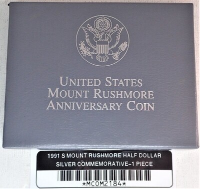 1991 S MOUNT RUSHMORE HALF DOLLAR SILVER COMMEMORATIVE-1 PIECE MCOM2184