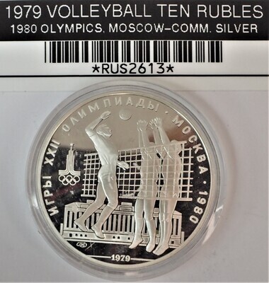 1979 VOLLEYBALL TEN RUBLES 1980 OLYMPICS MOSCOW-COMM. SILVER