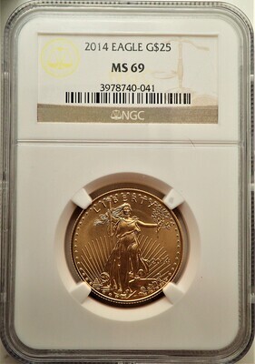 2014 $25 AMERICAN EAGLE GOLD NGC MS69