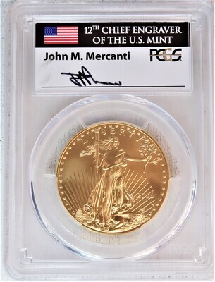 2016 W $50 GOLD PCGS SP70 - BURNISHED GOLD EAGLE - 30TH ANNIVERSARY - FIRST DAY OF ISSUE - PHILADELPHIA - JOHN M. MERCANTI SIGNATURE