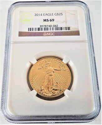 2014 $25 AMERICAN EAGLE GOLD NGC MS69