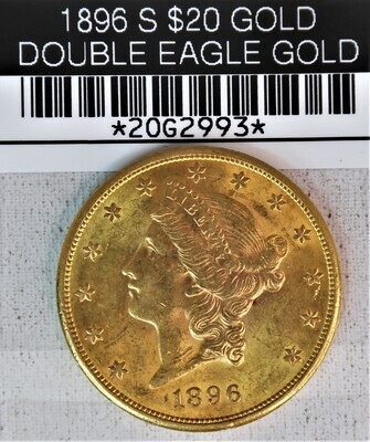 1896 S $20 GOLD DOUBLE EAGLE GOLD