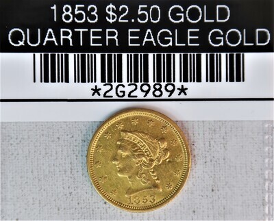 1853 $2.50 GOLD QUARTER EAGLE GOLD