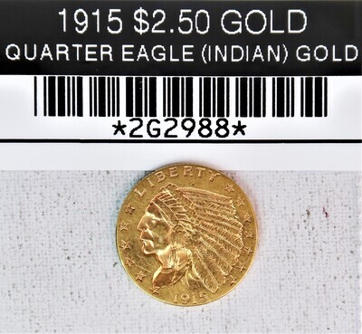 1915 $2.50 GOLD QUARTER EAGLE (INDIAN) GOLD