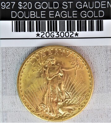 1927 $20 GOLD ST GAUDENS DOUBLE EAGLE GOLD