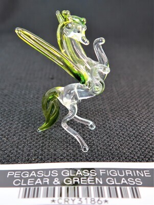 PEGASUS GLASS FIGURINE CLEAR & GREEN GLASS