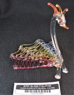 BIRD GLASS FIGURINE CLEAR GLASS WITH SEVERAL COLORS
